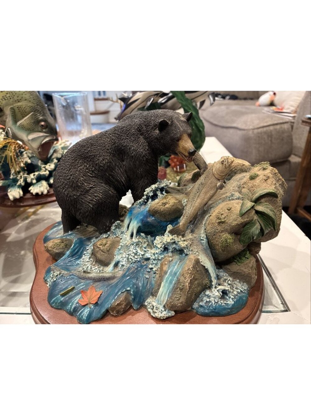 DANBURY MINT Todays Catch NICK BIBBY Black BEAR STATUE VINTAGE SUPER RARE